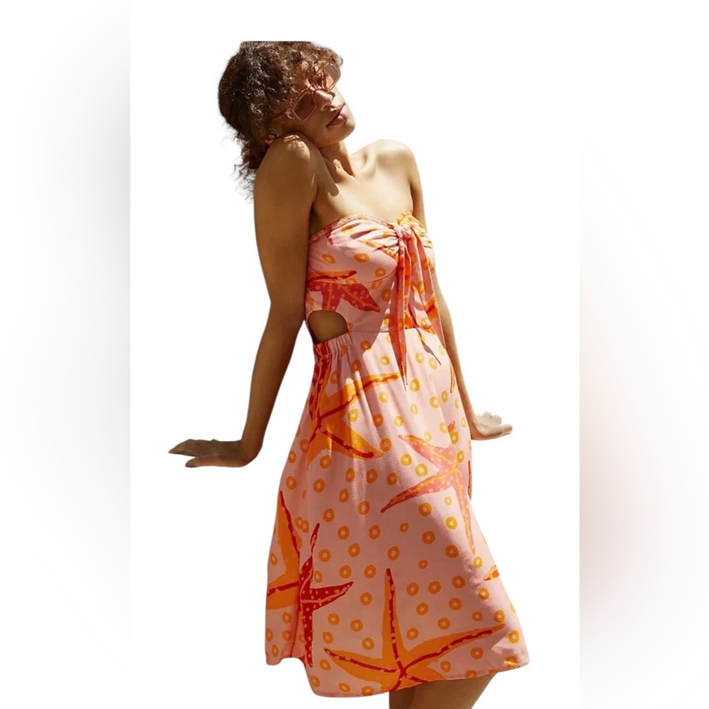 Farm Rio Anthropologie Under The Sea Starfish Coverup Summer Dress size Small